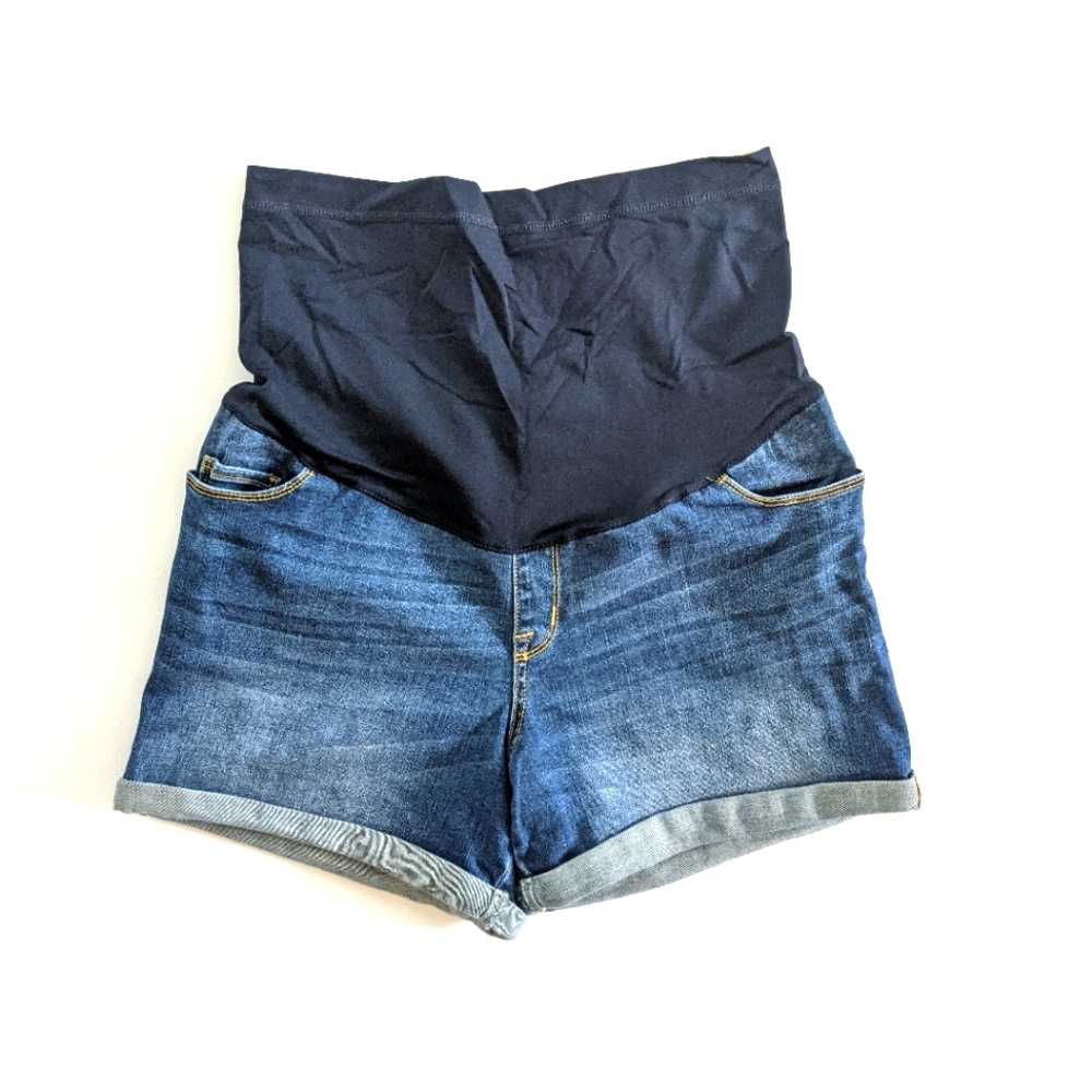 Liz Lange Maternity Midi Distressed Jean Shorts